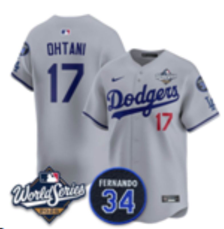 Men 2025 Los Angeles Dodgers #17 Ohtani Grey Game Nike MLB Jersey style 071